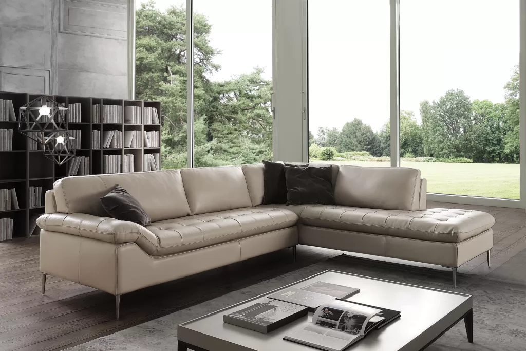 Chateau d’Ax modern sectional sofa with premium italian leather upholstery