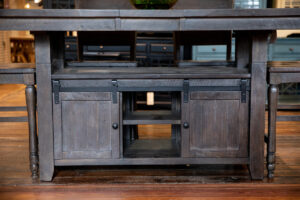 Dining table with farmhouse furniture style detail