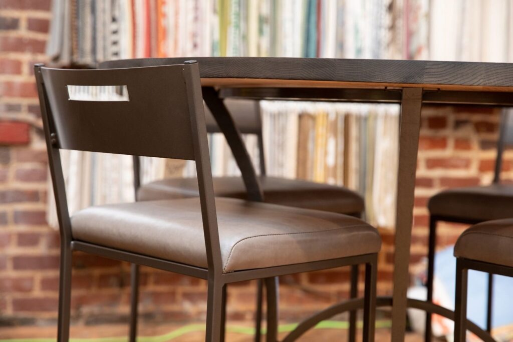 Charleston Forge modern industrial chair and table with forged steel frame