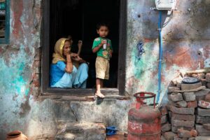 boy and women in window