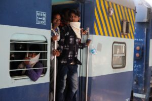 men on train
