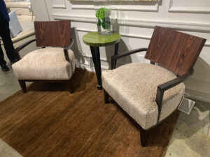 Two Stanford chairs and green table