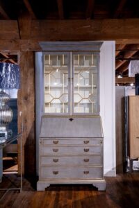 Gray and Gilded Secretary Desk