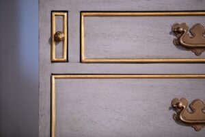 Gray and Gilded Secretary Desk