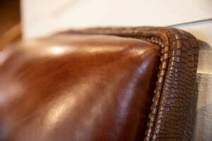 closeup detailing of french leather sofa