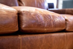 Stitching detail on Leather Couch cushions