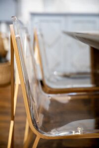 Sarreid glass chair up-close detail