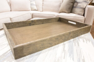 light brown wooden table catchall tray