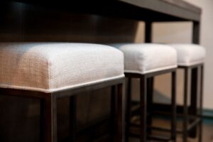 Green Front barstools up close detail