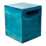 Blue glazed outdoor side table