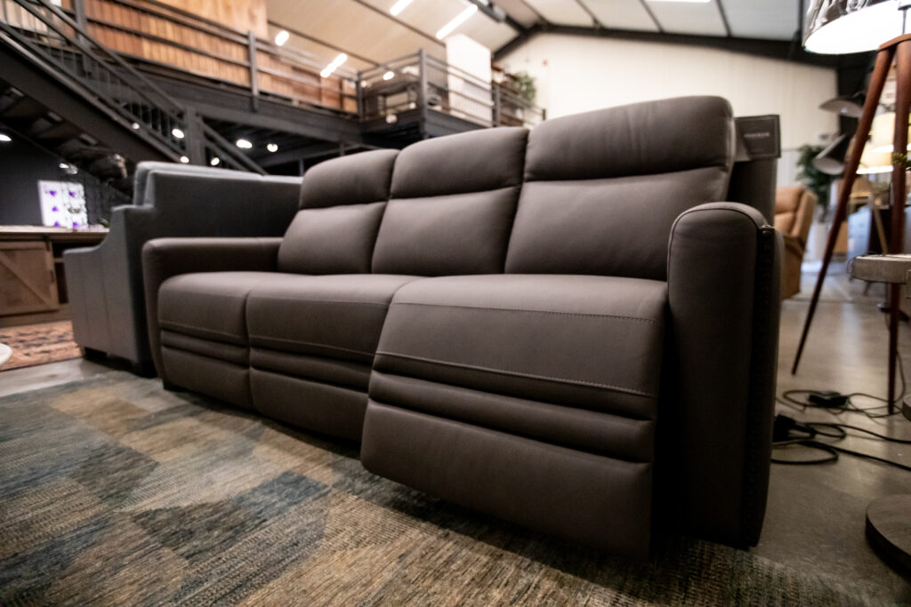 dark leather reclining couch