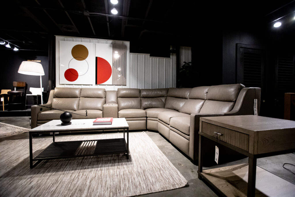 tan leather sectional