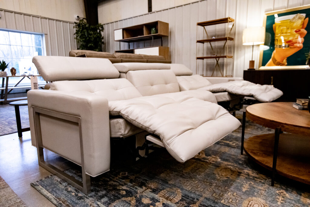 white leather reclining sofa