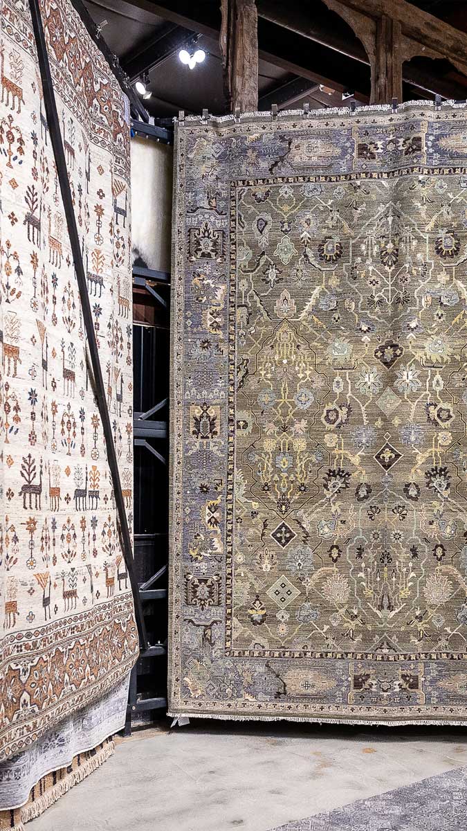 Hand-knotted rug selection at a Farmville rug selection
