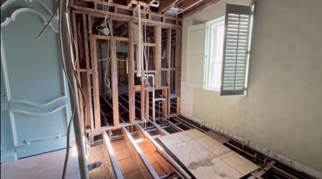 Inside the primary suite renovation of the historic home remodel by Den Cralle of Green Front's furniture stores Virginia