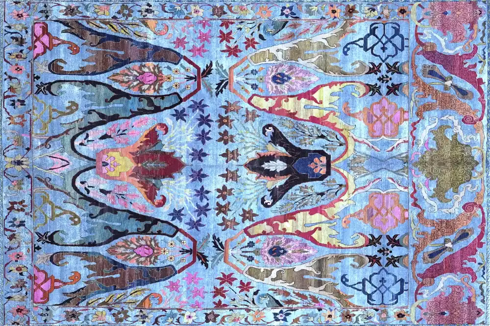 Green Front rug guide selection featuring luxury colors and intricate designs